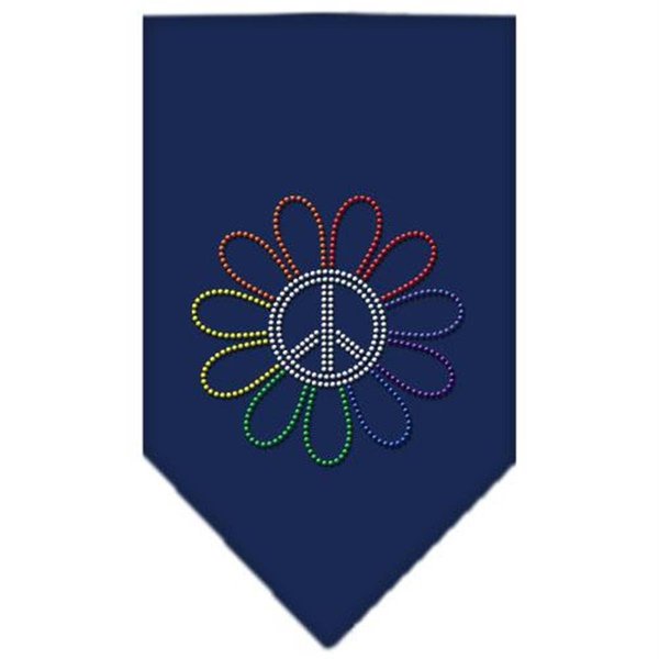 Unconditional Love Rainbow Peace Flower Rhinestone Bandana Navy Blue Small UN788264